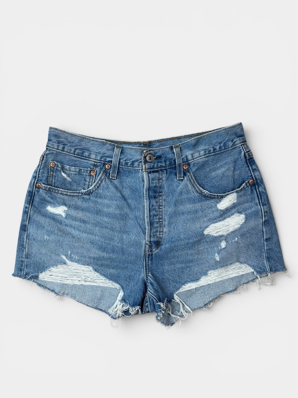 Levi’s 501 Distressed Cutoff Denim Shorts Light Wash W31